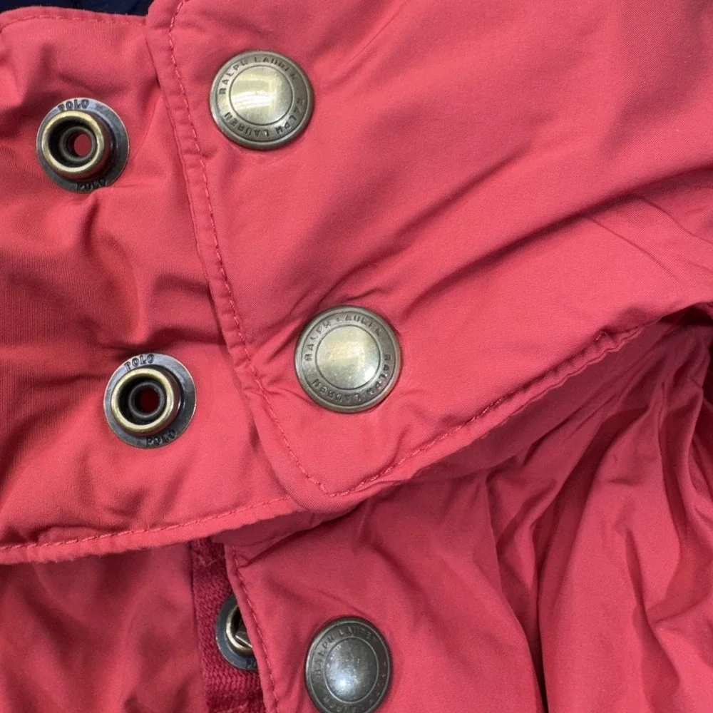 Polo Ralph Lauren Jacket Boys 14-16 Red Puffer Hooded Down Zip Taffeta
